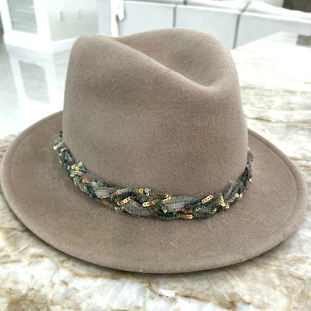 Eugenia Kim fedora with detail around the brim.